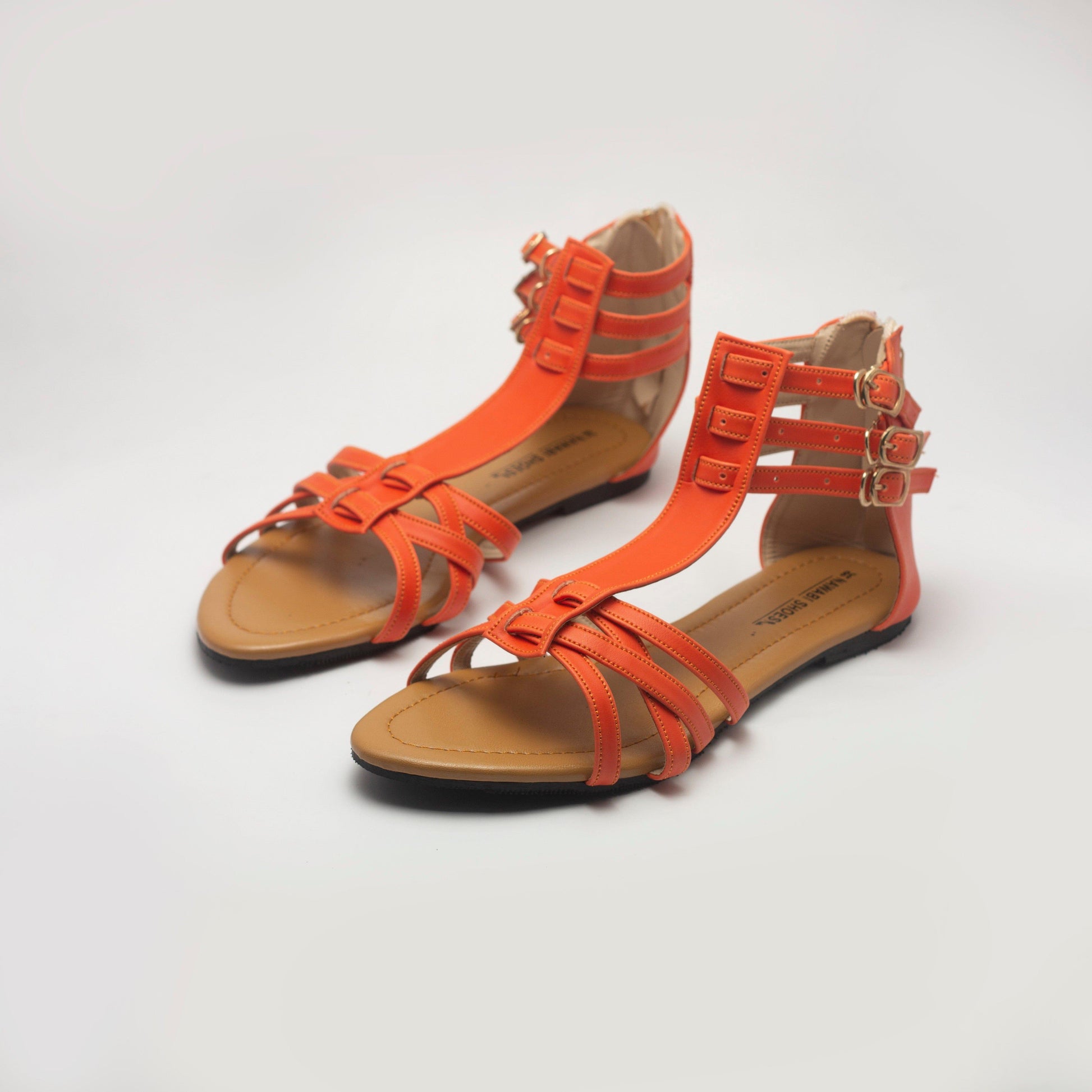 Salmon Cross Strap Zipper Women's Flat Sandals - Nawabi Shoes BD