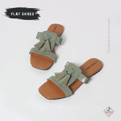 Sea Green Women's Flat Sandals-Nawabi Shoes BD