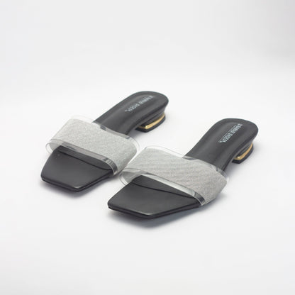 Black Slide Women's Flat Sandals-Nawabi Shoes