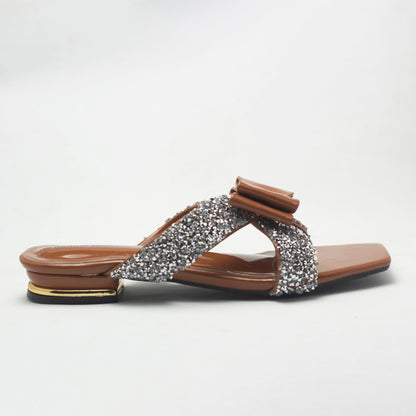 Brown Cross Strappy Women's Flat Sandals- Nawabi Shoes BD