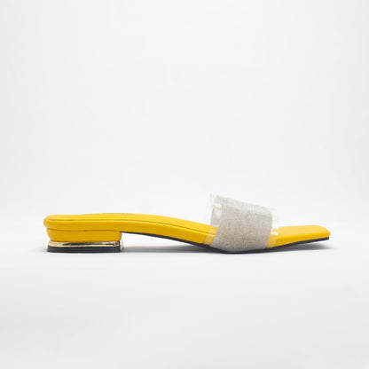 Yellow Slide Women's Flat Sandals-Nawabi Shoes