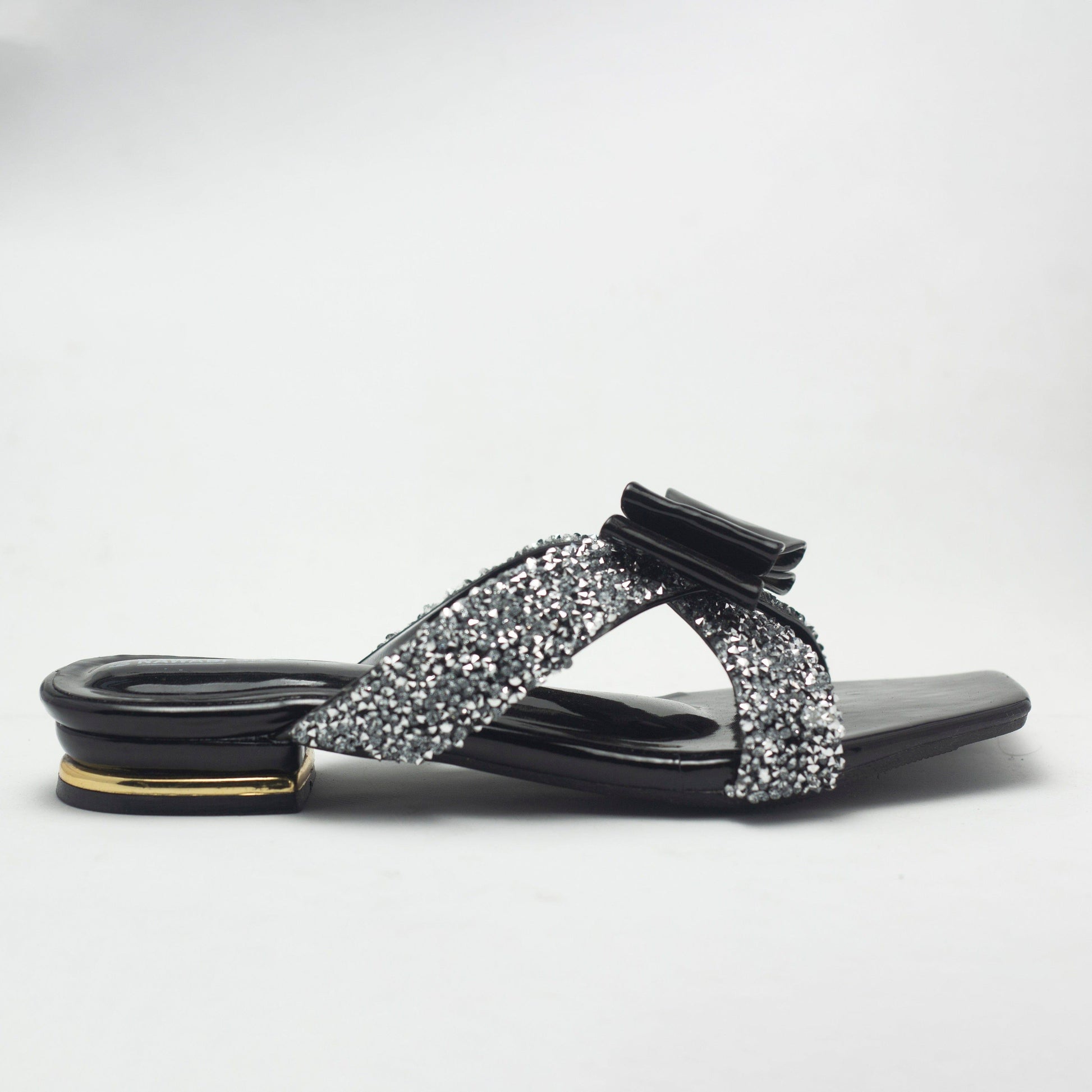 Black Cross Strappy Women's Flat Sandals- Nawabi Shoes BD