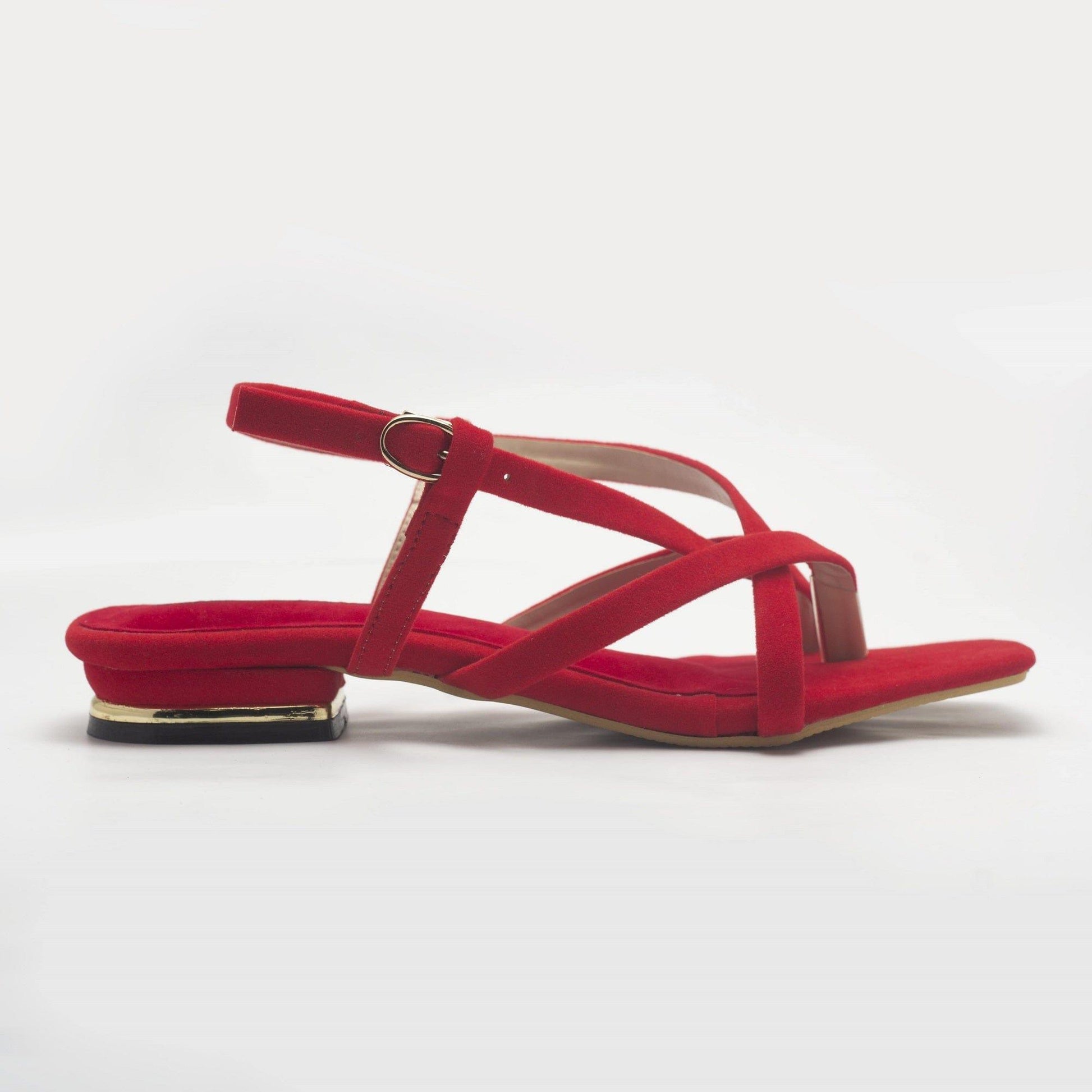 Red Strappy Women's Flat Sandals-Nawabi Shoes BD
