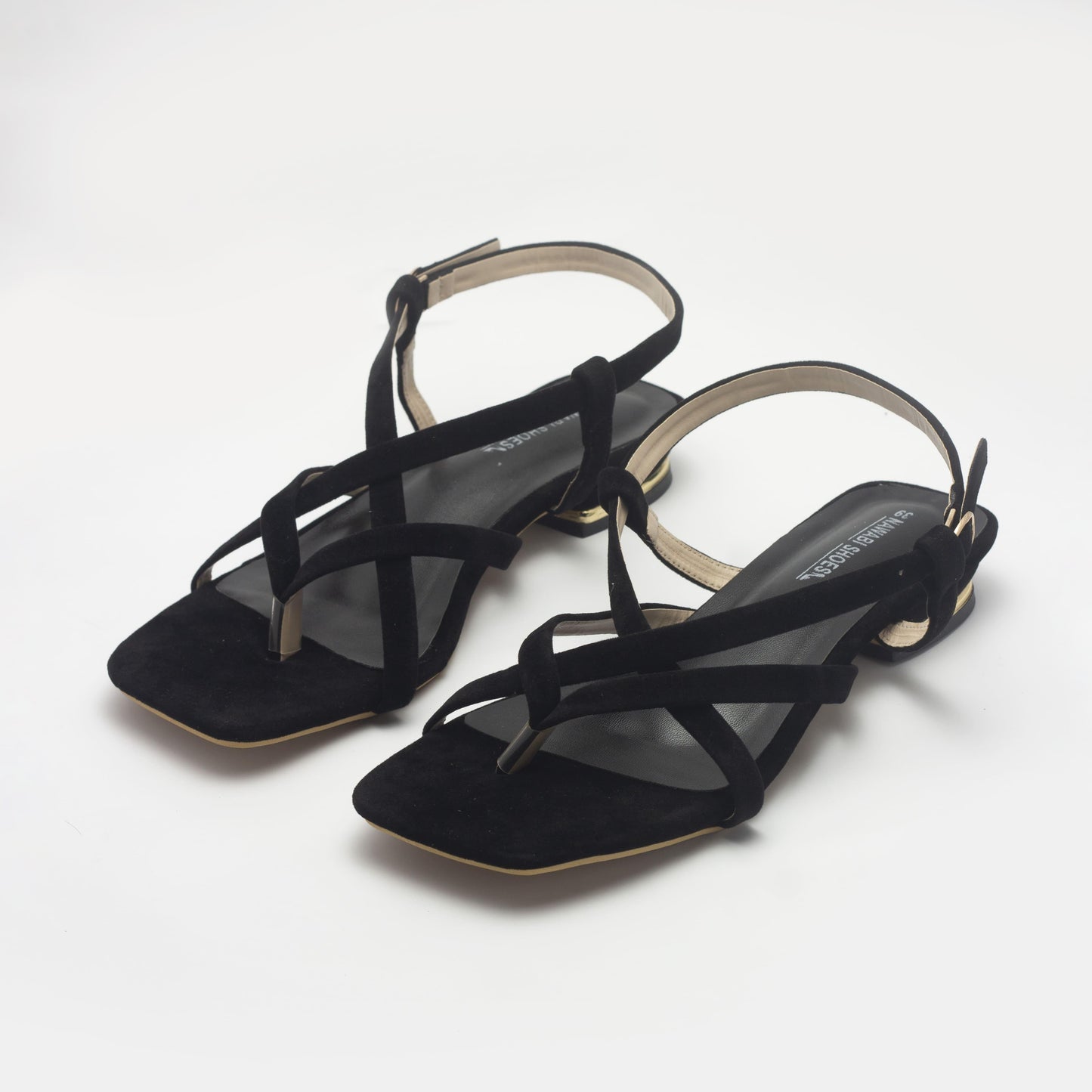 Black Strappy Women's Flat Sandals-Nawabi Shoes BD