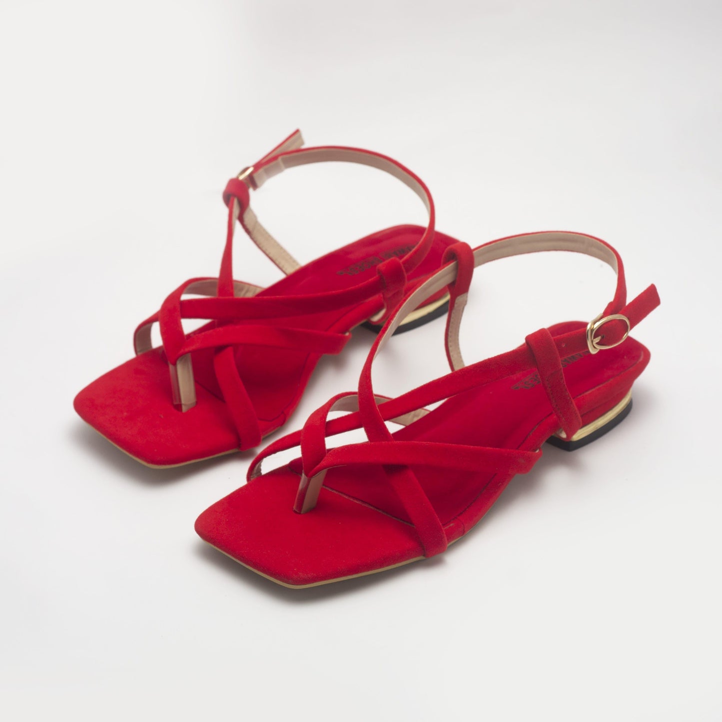 Red Strappy Women's Flat Sandals-Nawabi Shoes BD