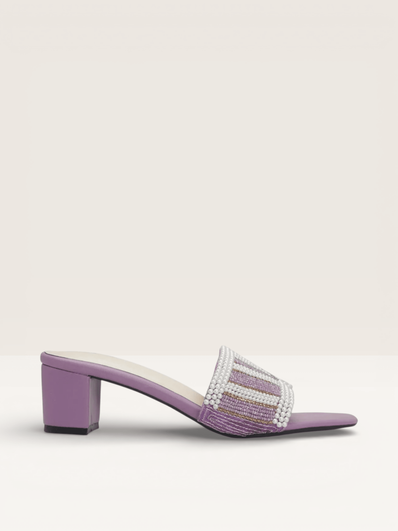 Women's Colorful Beaded Mules with Block Heel" - Nawabi Shoes BD - Nawabi Shoes BD