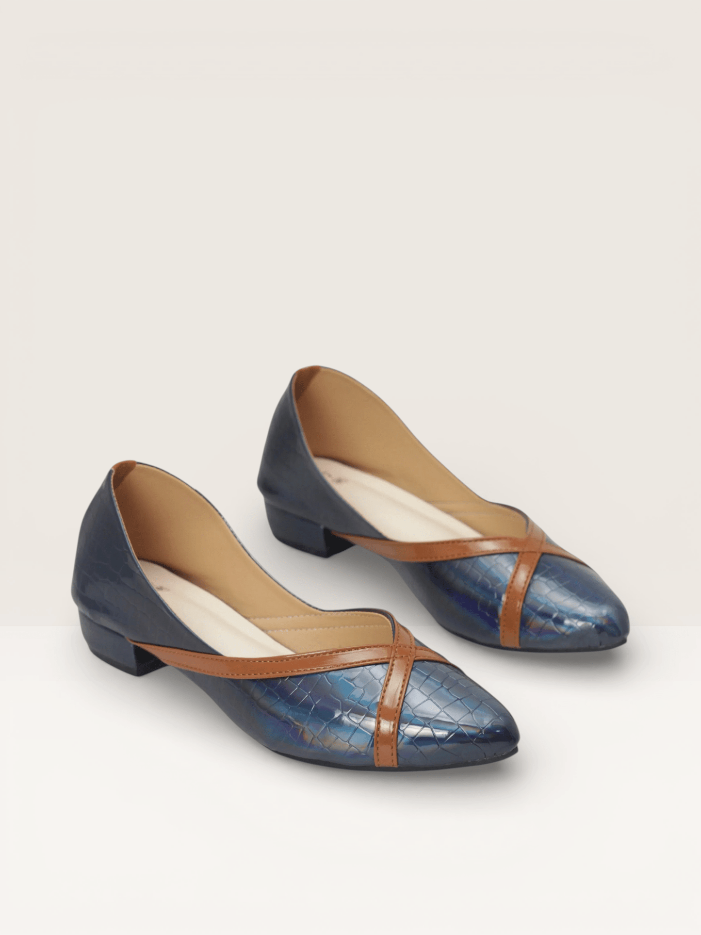 Women's Low - Heel Pumps with Crossover Strap and Pointed Toe | Nawabi Shoes BD - Nawabi Shoes BD