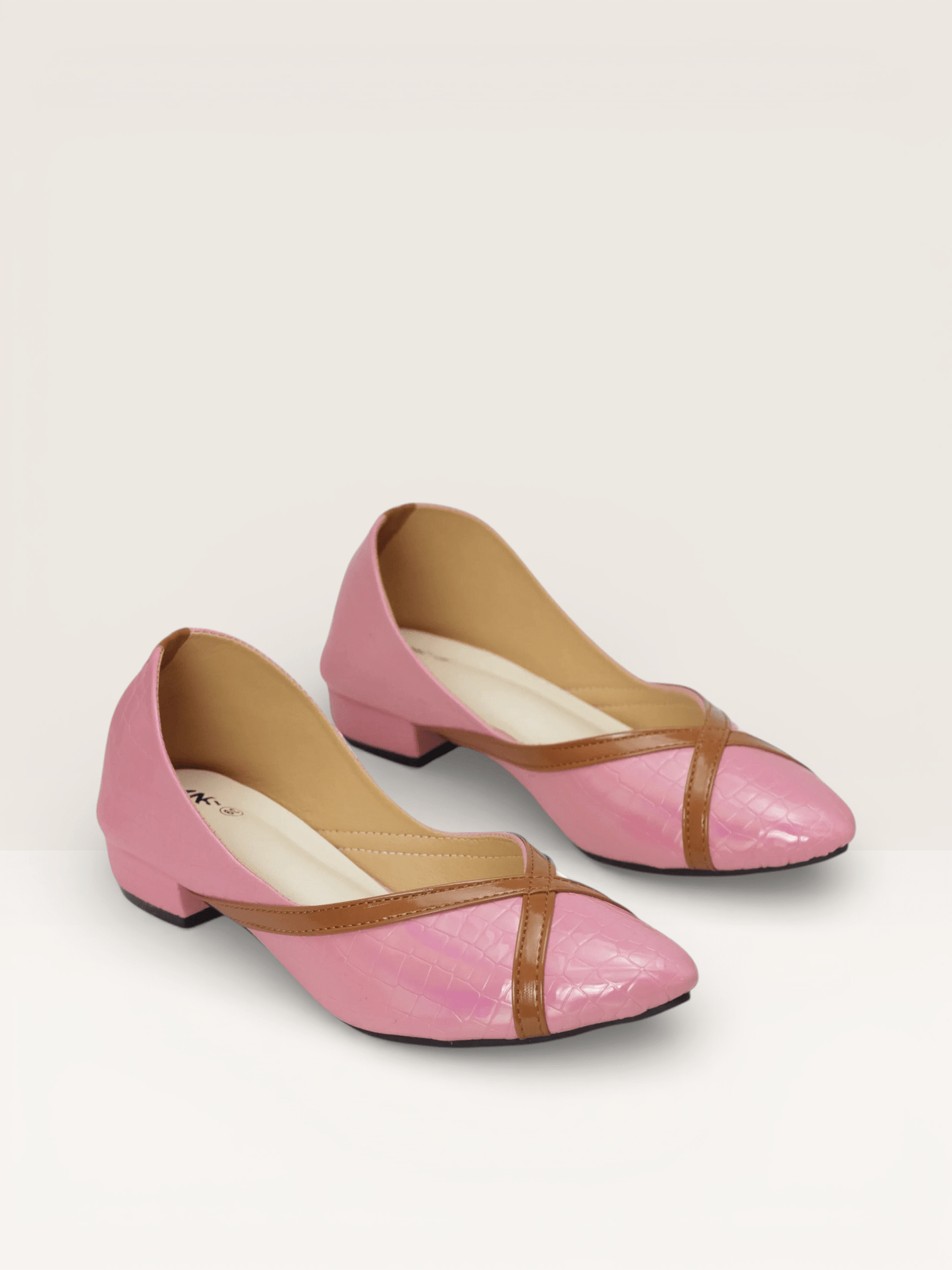 Women's Low - Heel Pumps with Crossover Strap and Pointed Toe | Nawabi Shoes BD - Nawabi Shoes BD