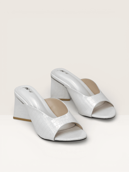 Women's Pink Mules with Croc - Embossed Texture and Block Heel | Nawabi Shoes BD - Nawabi Shoes BD