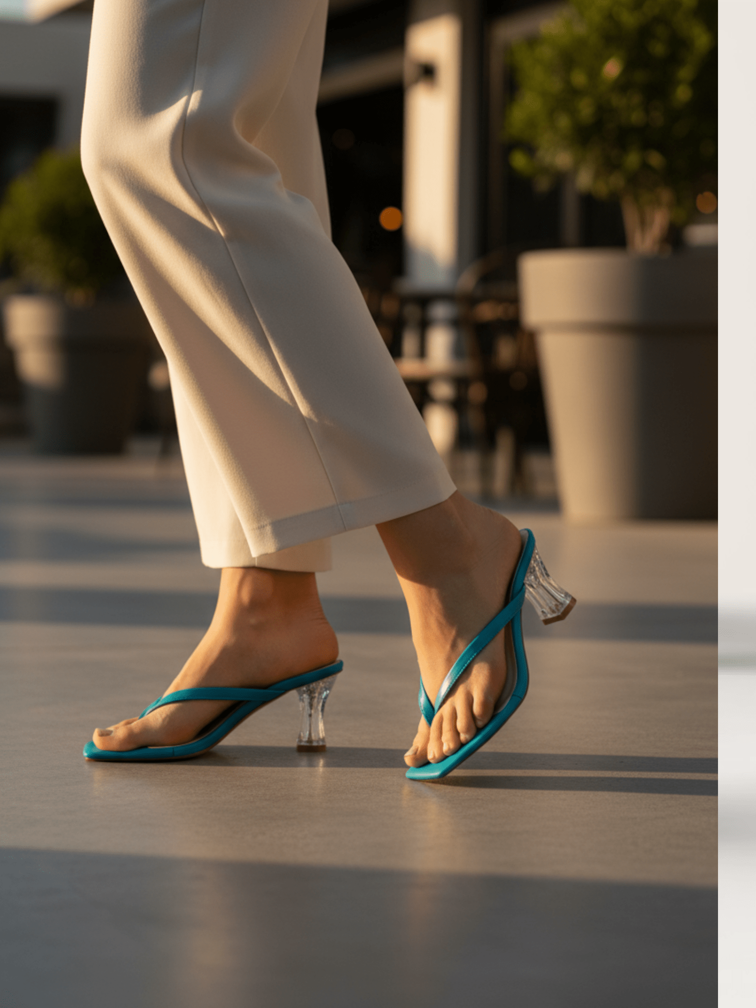Women's Thong Sandals Transparent Block Heels | Nawabi Shoes BD - Nawabi Shoes BD