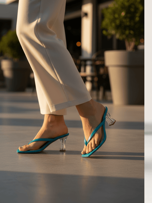 Women's Thong Sandals Transparent Block Heels | Nawabi Shoes BD - Nawabi Shoes BD