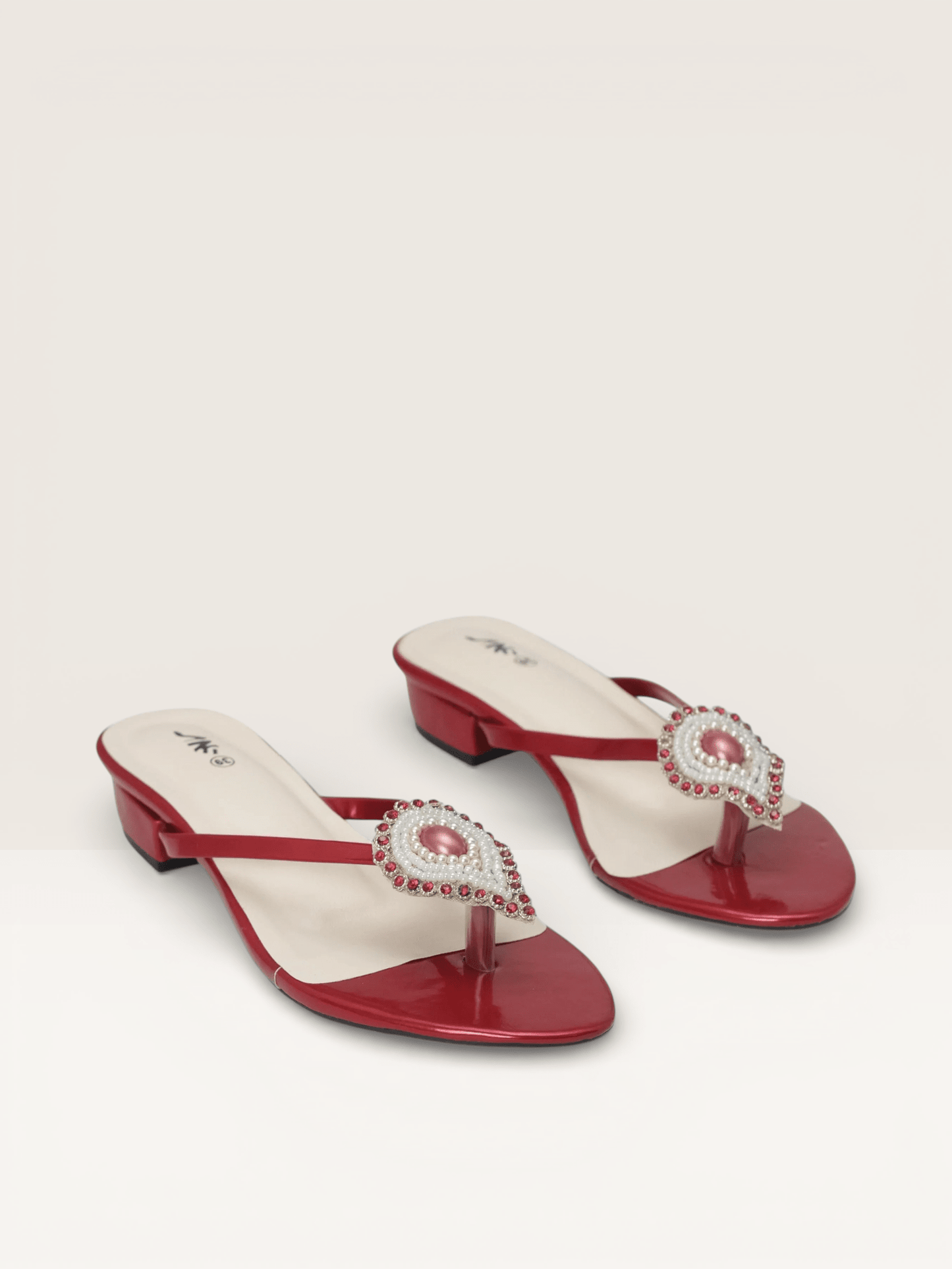 Yellow Sandals with Beaded Teardrop Detail and Block Heel | Nawabi Shoes BD - Nawabi Shoes BD