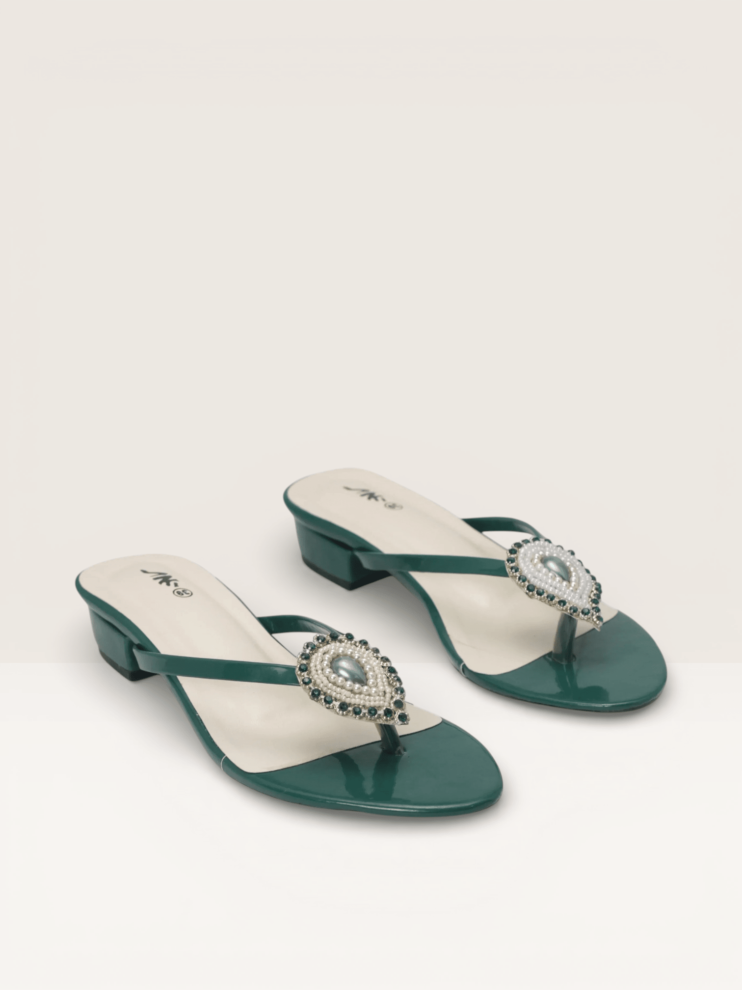 Yellow Sandals with Beaded Teardrop Detail and Block Heel | Nawabi Shoes BD - Nawabi Shoes BD