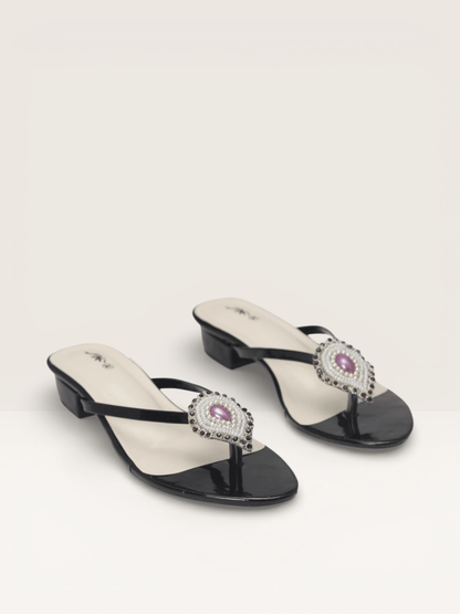 Yellow Sandals with Beaded Teardrop Detail and Block Heel | Nawabi Shoes BD - Nawabi Shoes BD